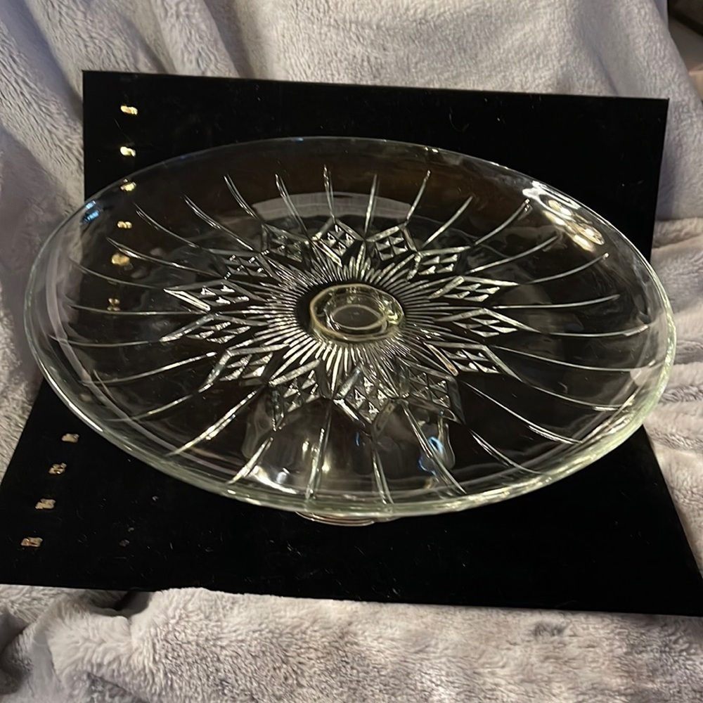 Heavy Crystal Cake Stand Vintage Design Beautiful